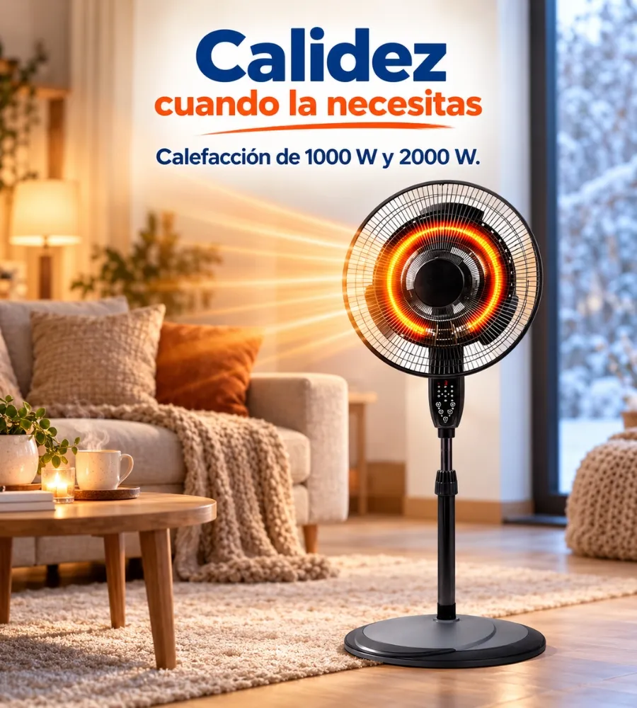 Ventilador Duoclima: calefacción de 1000 W y 2000 W