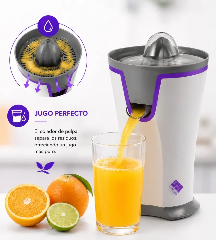 Exprimidor Eléctrico 40W — jugo perfecto con colador de pulpa