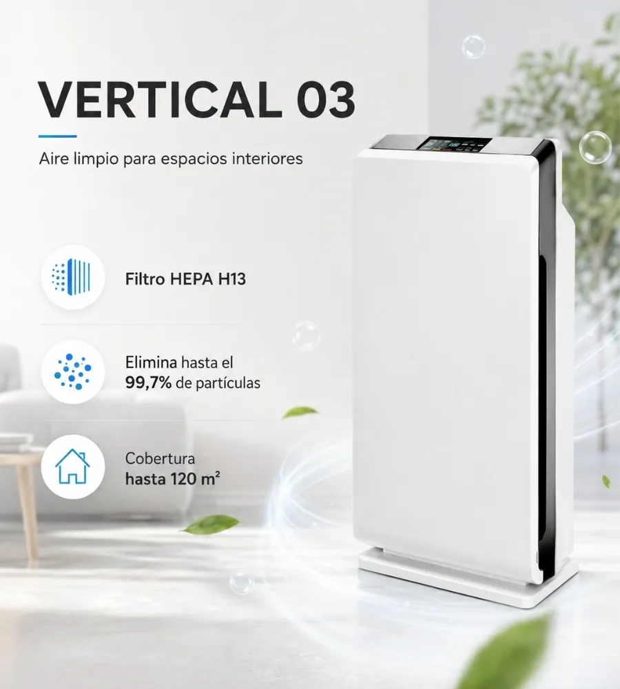 Filtrador de Aire Vertical 03 — cobertura y filtro