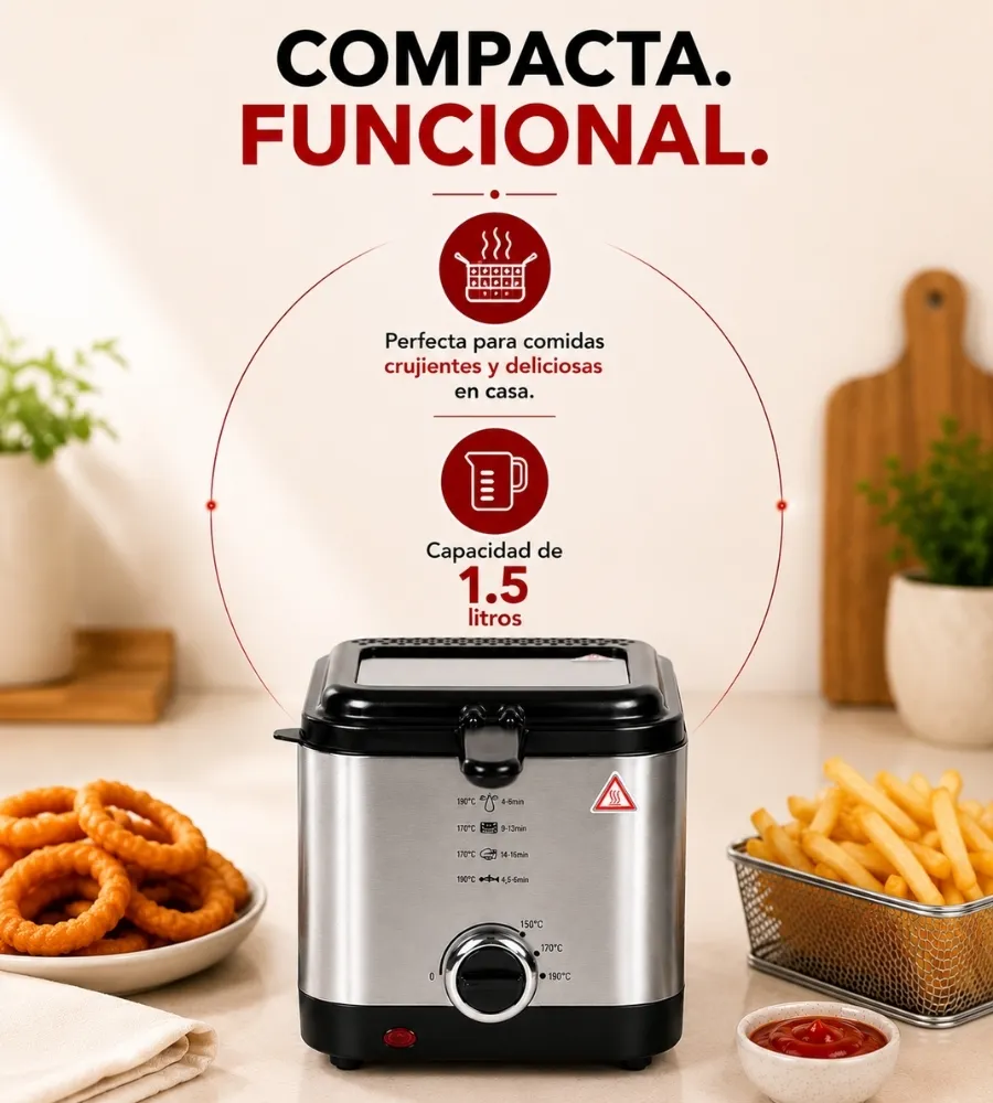 Freidora de Aceite 1,5 Litros — formato compacto