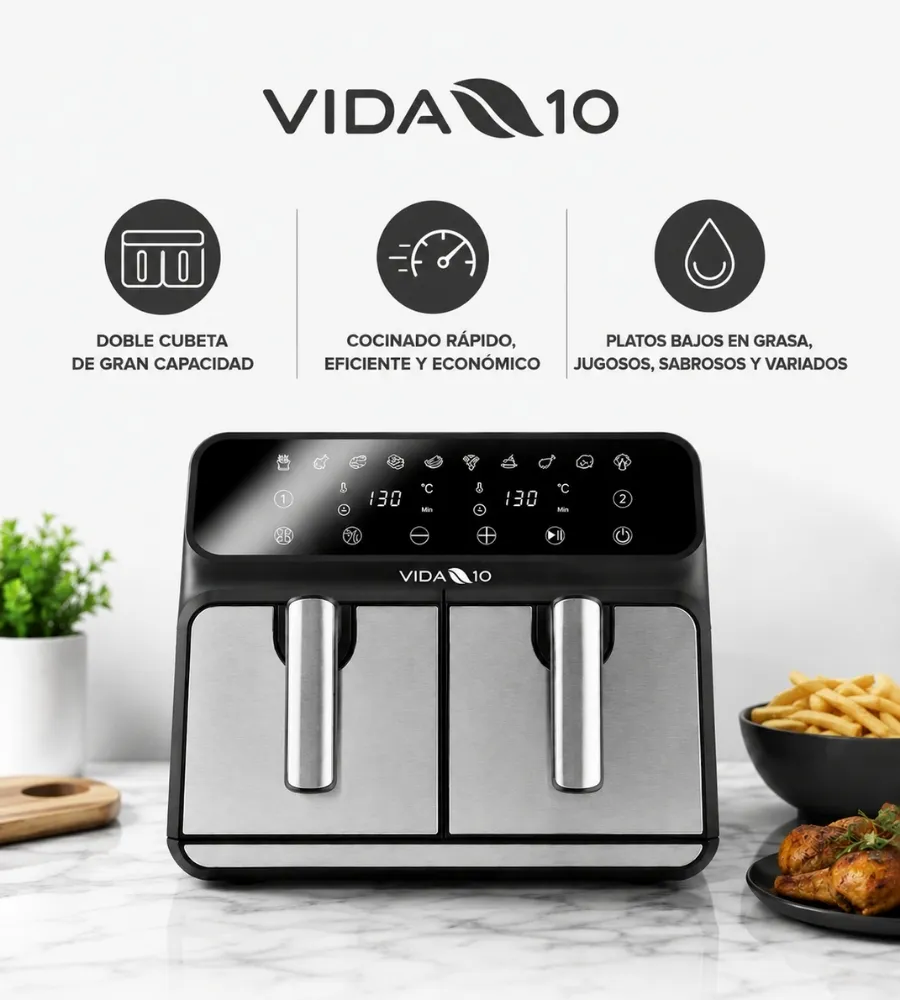 Freidora Air Fryer DUO 8L — marca VIDA10