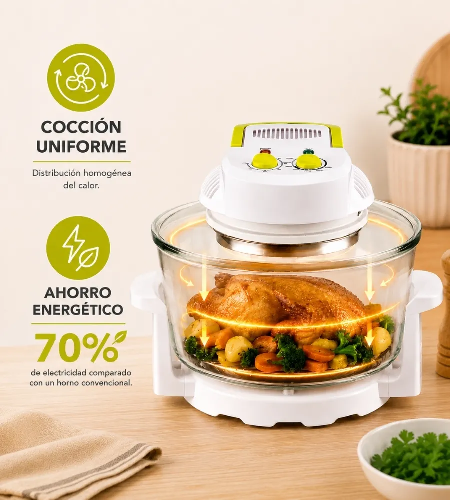 Horno de Convección Deluxe 12 Litros — cocción uniforme y ahorro