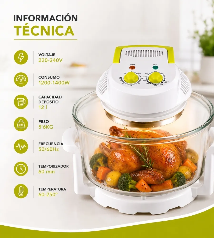 Horno de Convección Deluxe 12 Litros — información técnica