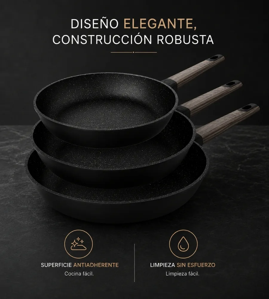 Sartenes Antiadherente Negro — diseño y construcción