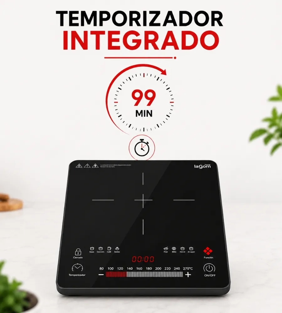 Placa de Inducción Portátil — temporizador integrado