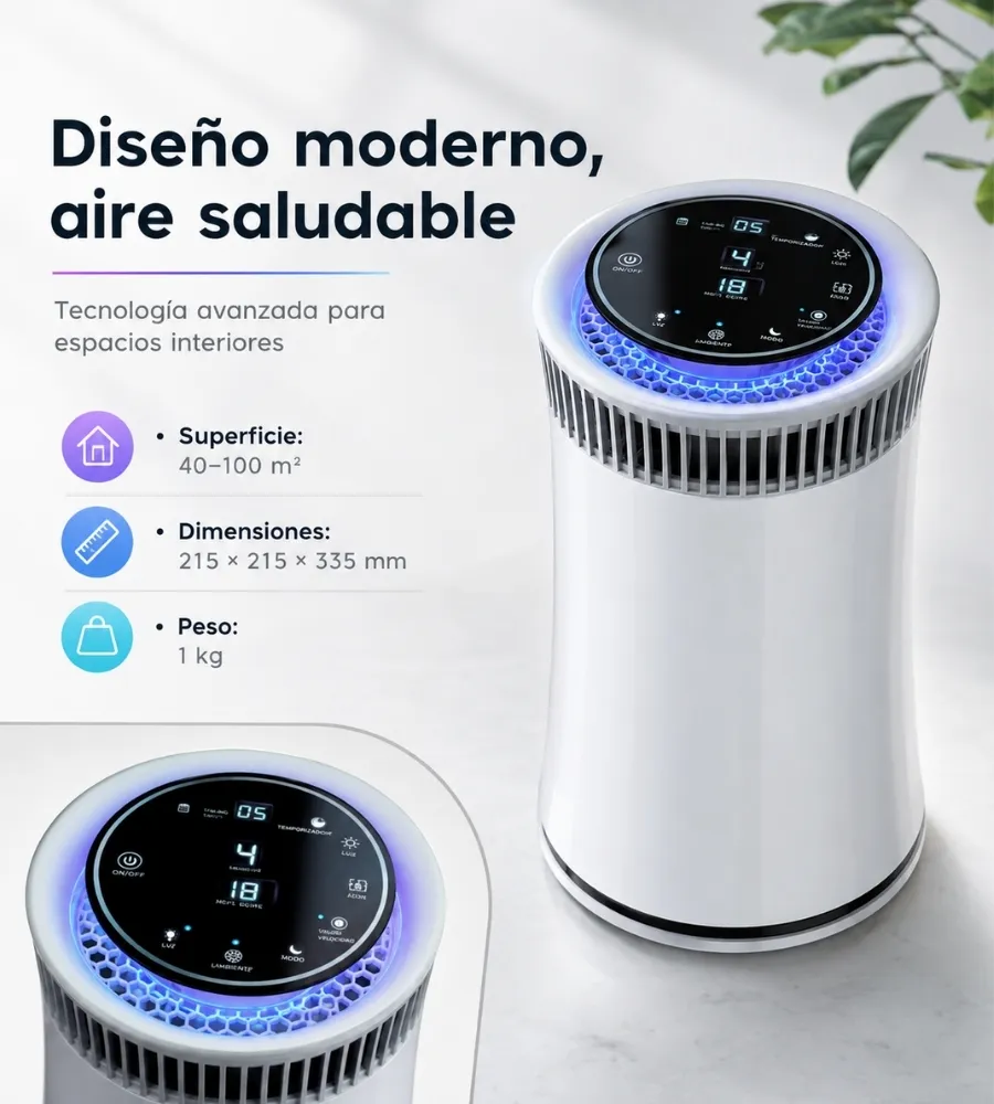 Purificador Air Freshlife 360 — diseño y medidas