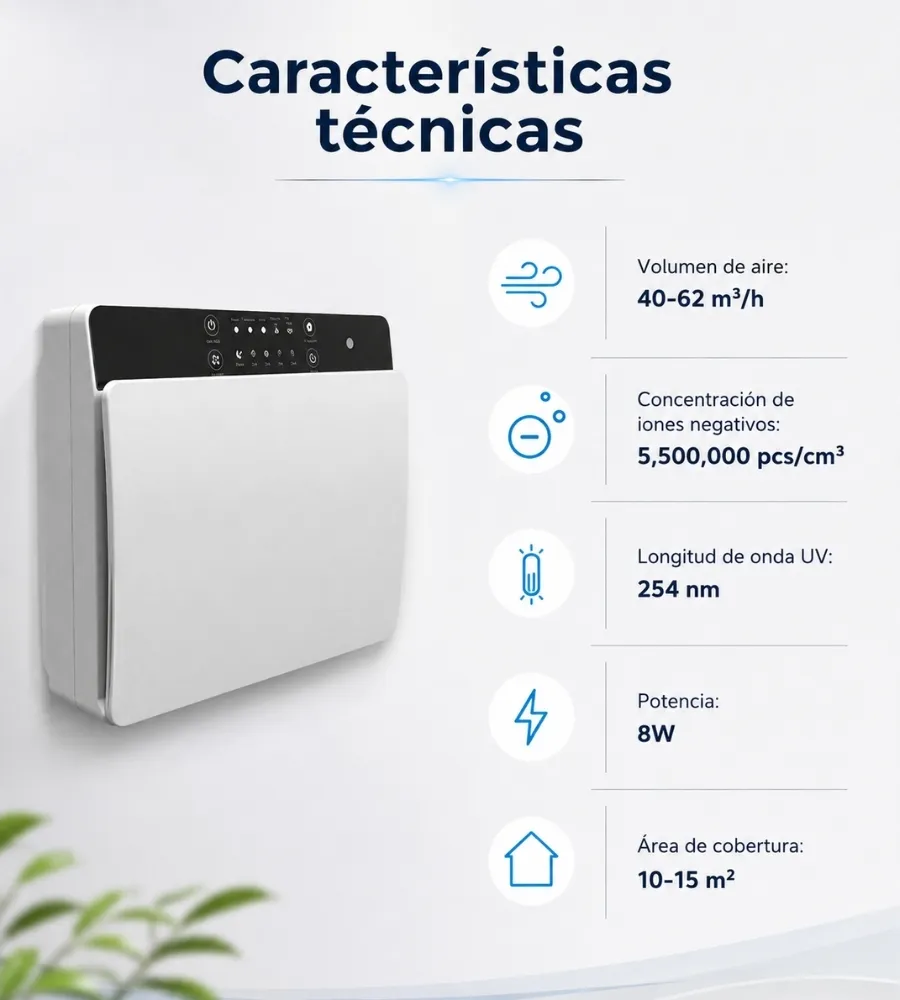 Purificador de Aire Horizontal Purifity — características técnicas