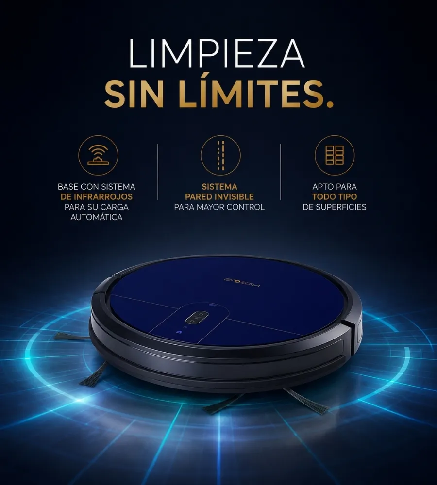 Robot Aspirador Cleaner — carga automática y pared invisible