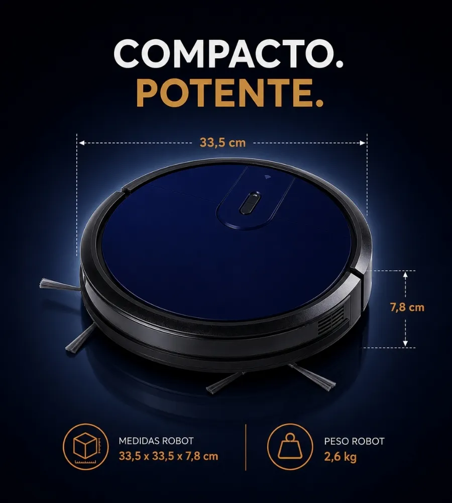 Robot Aspirador Cleaner — medidas compactas