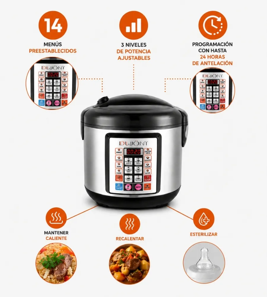 Robot de Cocina 5 Litros — catorce menús y programación