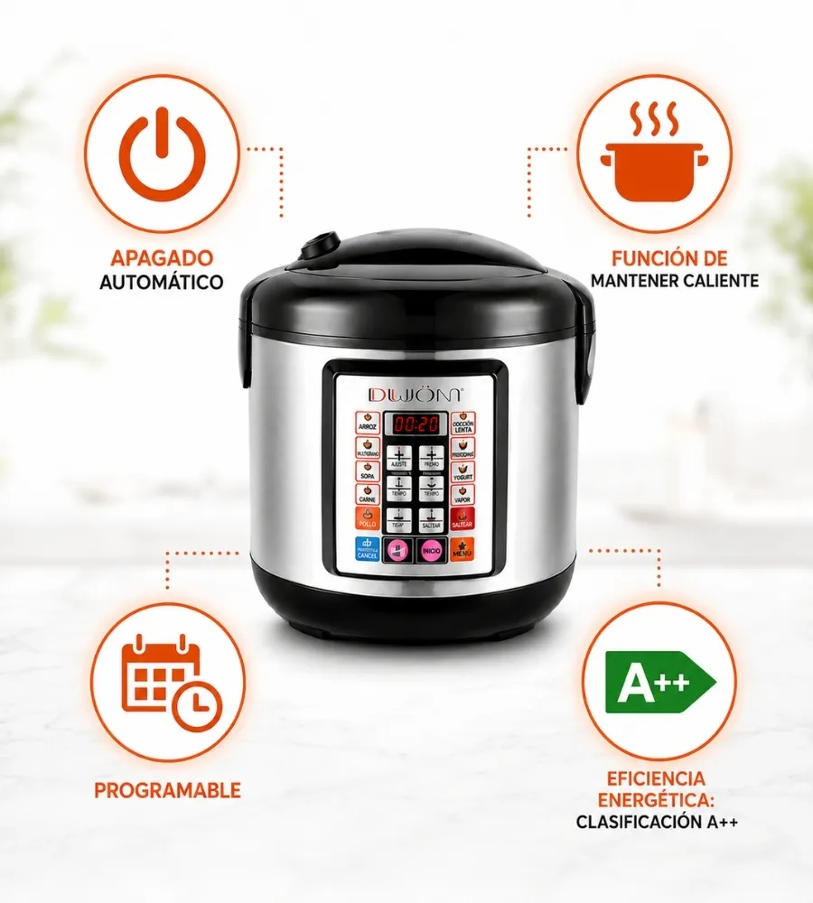 Robot de Cocina 5 Litros — apagado automático y mantener caliente