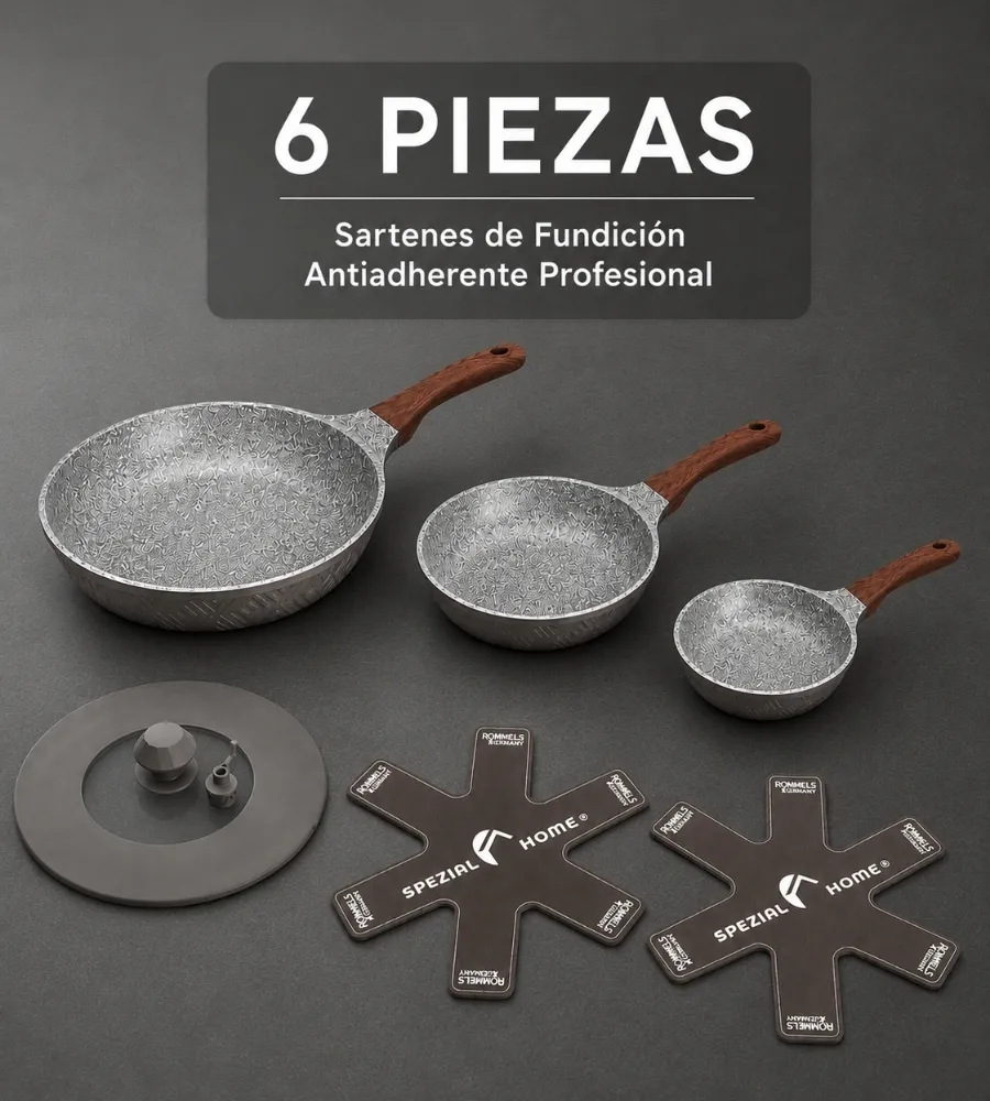 Sartenes de Fundición Antiadherente — conjunto de 6 piezas