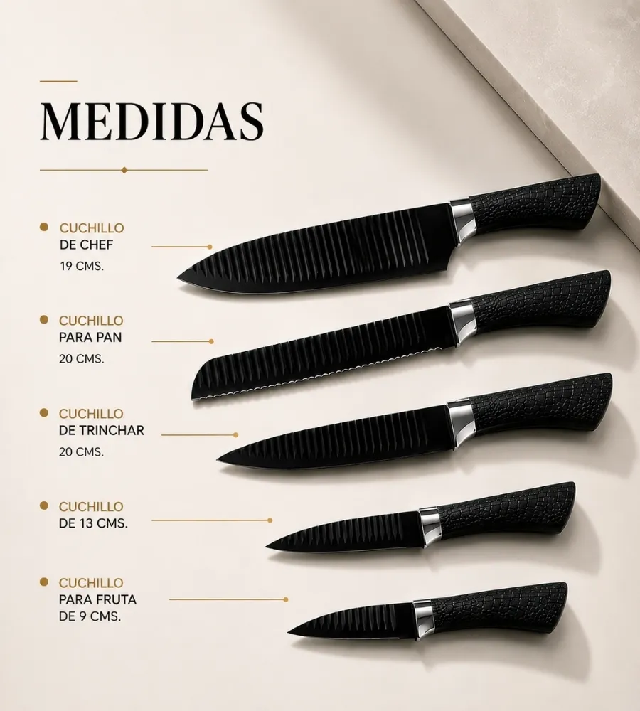 Set 5 Cuchillos Black — medidas