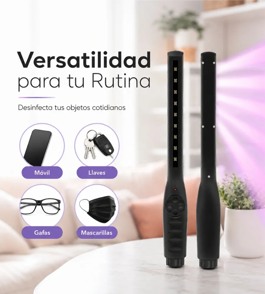 Varita Esterilizadora UV — versatilidad de uso
