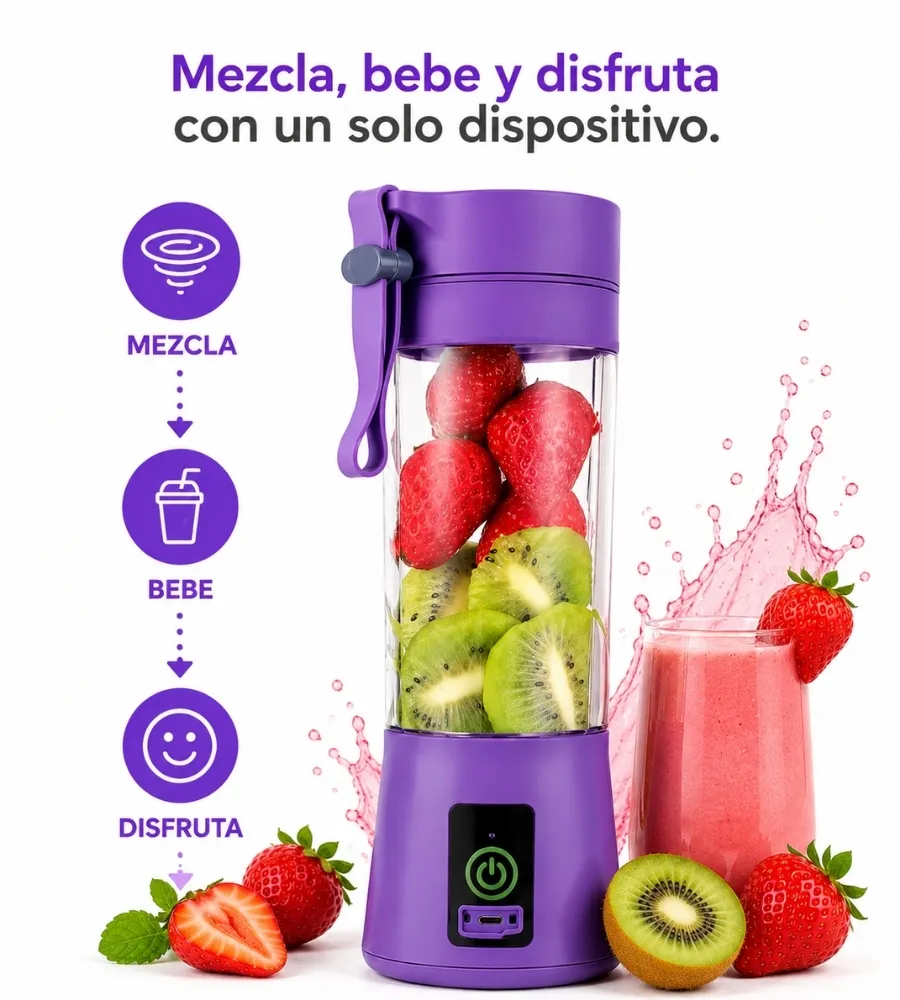 Vaso Batidora Portátil 380 ml — mezcla, bebe y disfruta