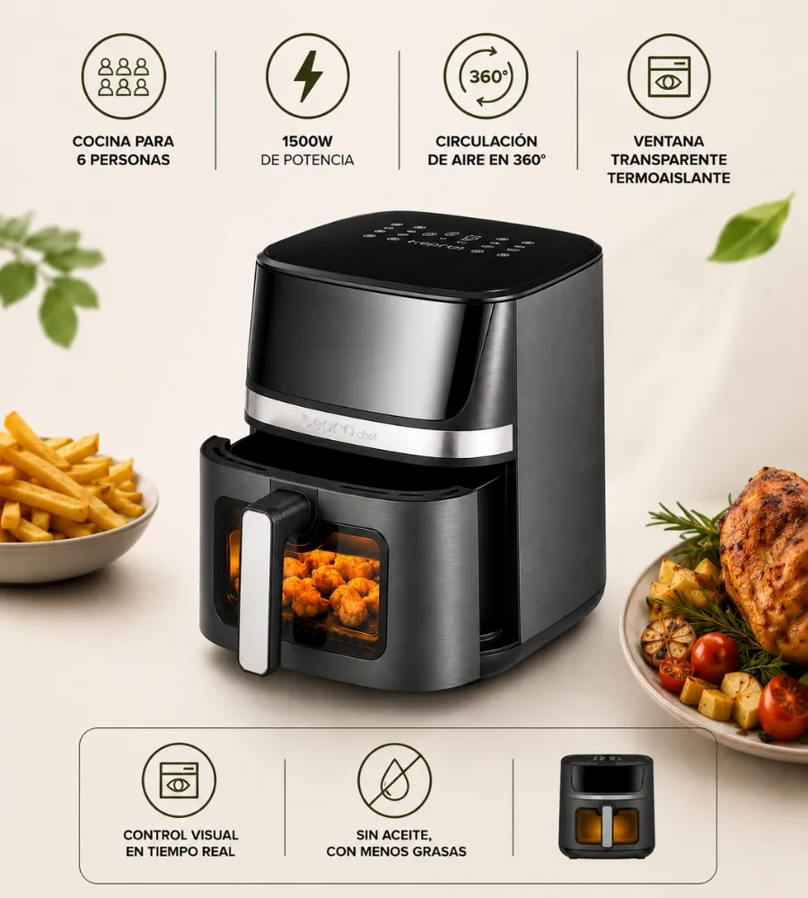 Bepro Chef VissionFry 7 Litros — circulación de aire en 360 grados
