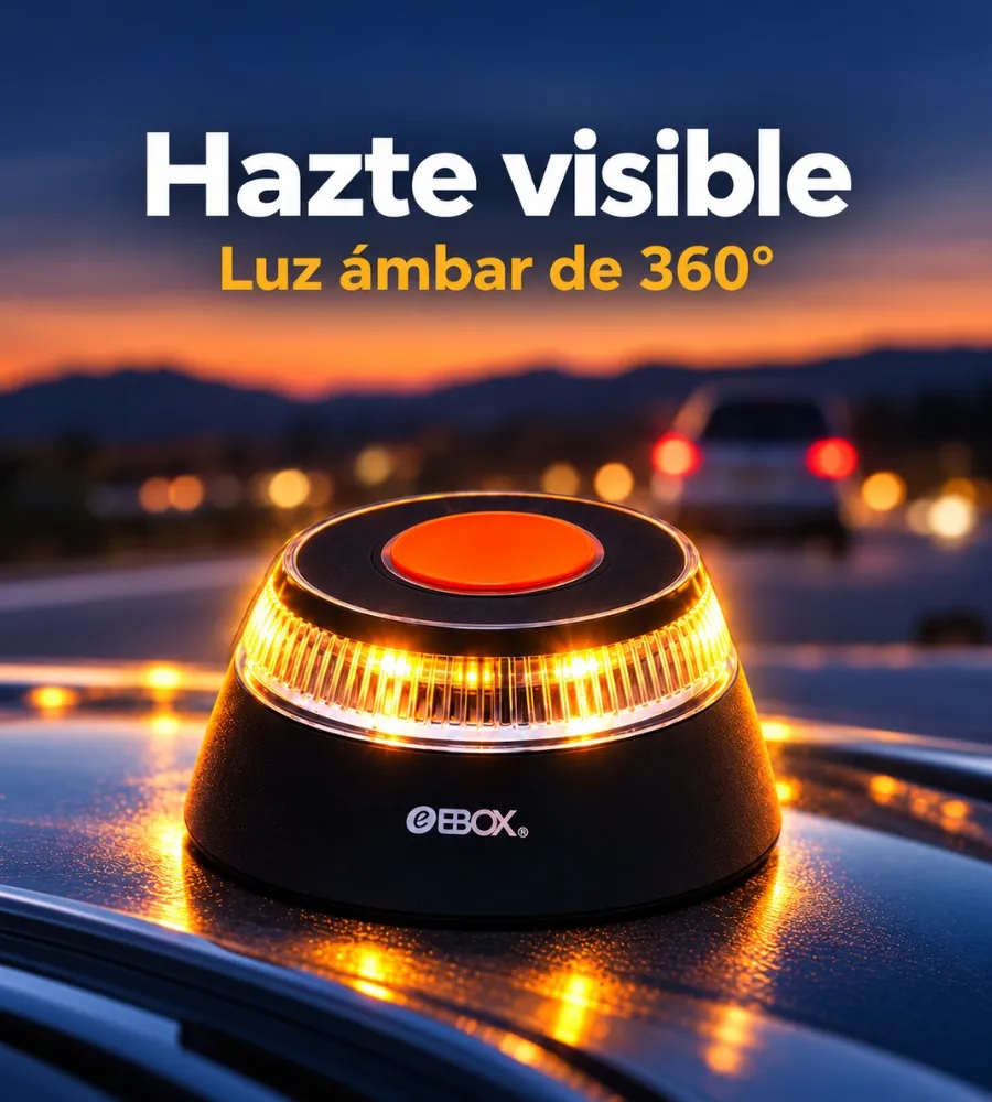 BALIZA LUZ DE EMERGENCIA EBOX — Luz ámbar de 360°