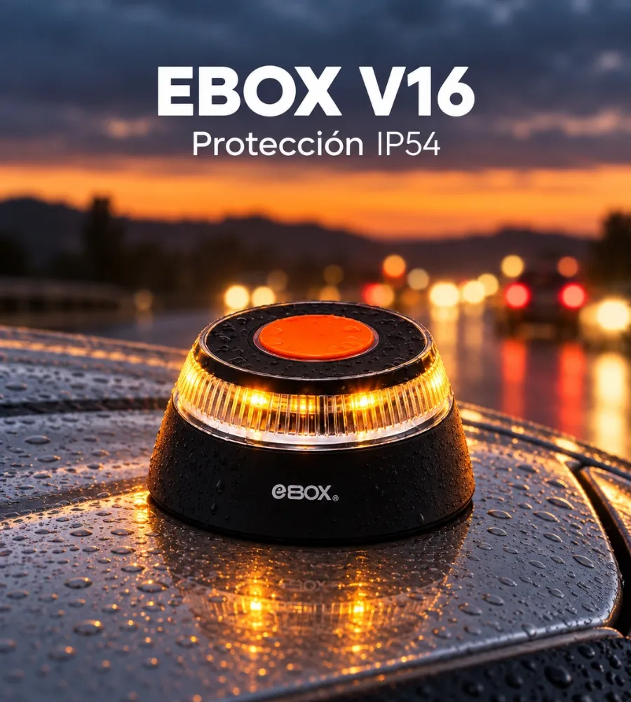 BALIZA LUZ DE EMERGENCIA EBOX — EBOX V16 IoT con protección IP54