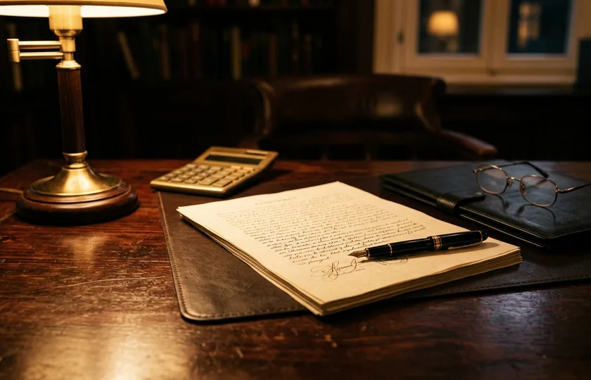 Contrato firmado sobre una mesa de despacho