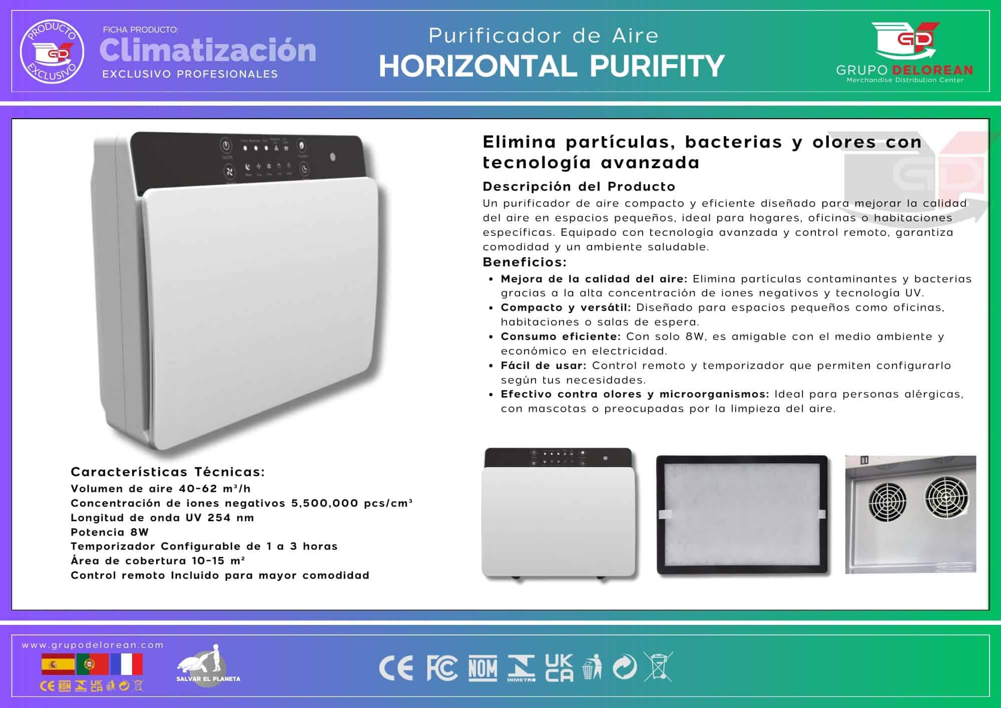 Purificador de Aire Horizontal Purifity